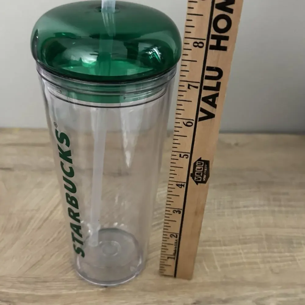 Starbucks Tumbler Korea 2022 Wordmark Foam Cold Cup Green‎ Clear 16 Oz 473ml